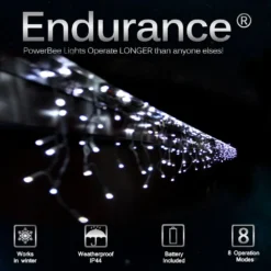 Solar Icicle Lights 102 White LED PowerBee Endurance ® - 2 Pack