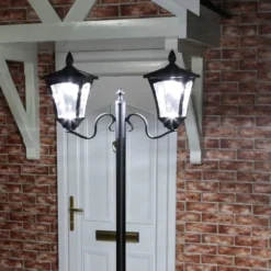 Large Black Twin Head Solar Lamp Post 2.1m 9 Large Black Twin Head Solar Lamp Post 2.1m -Solar Lights Store 2.1 black solar lamp post