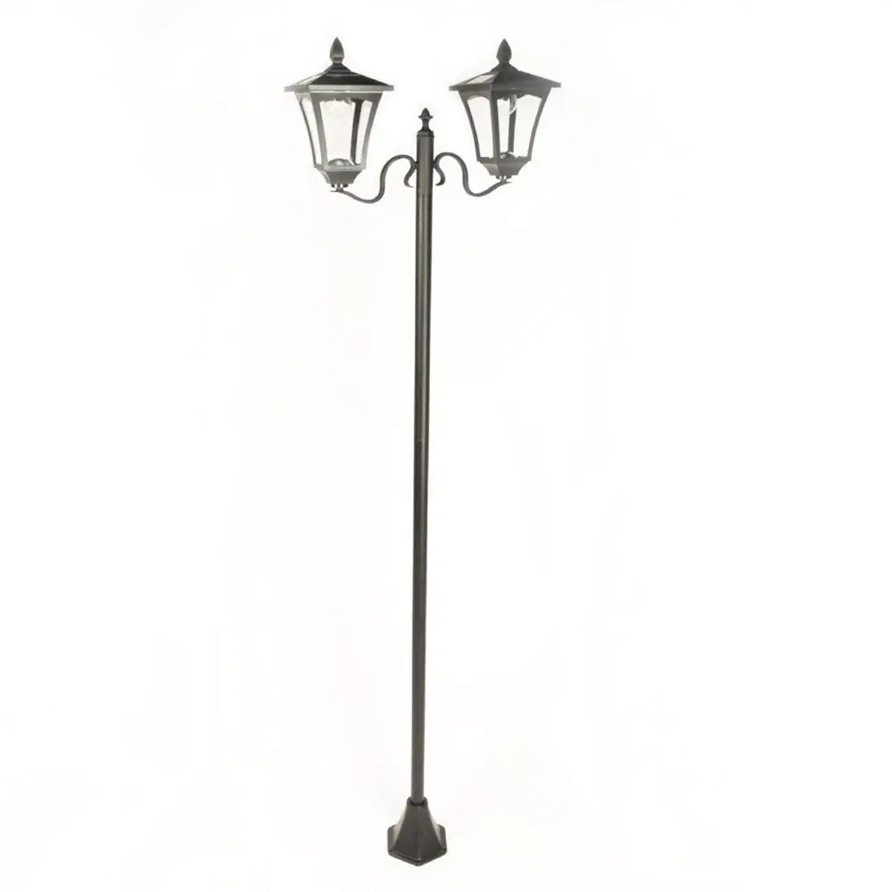 Large Black Twin Head Solar Lamp Post 2.1m 4 Large Black Twin Head Solar Lamp Post 2.1m - Image 2