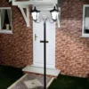 Large Black Twin Head Solar Lamp Post 2.1m