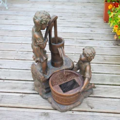 Boy And Girl Pump Solar Water Fountain