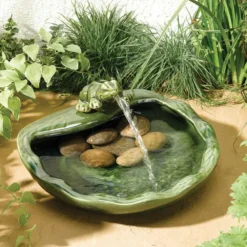 Frog Solar Water Feature Ceramic