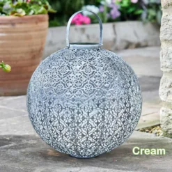 Damask Solar Lantern -Solar Lights Store damask solar lantern cream 2