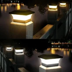 Fence Post Solar Light Caps - 2 Pk -Solar Lights Store fence post solar light caps 2 3