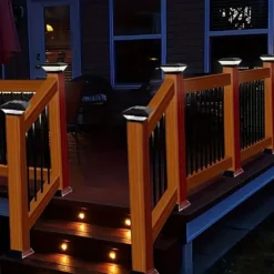 Fence Post Solar Light Caps - 2 Pack -Solar Lights Store fence post solar light caps 7