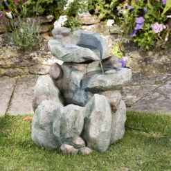 Rock Fall Solar Garden Water Feature -Solar Lights Store rock fall solar garden water feature 1