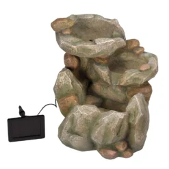 Rock Fall Solar Garden Water Feature -Solar Lights Store rock fall solar garden water feature 2