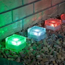 4 Colour Changing Solar Garden Glass Brick Lights -Solar Lights Store solar brick light colour 3.webp