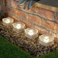 Solar Lights Store 10 4 Warm White Solar Garden Glass Brick Lights
