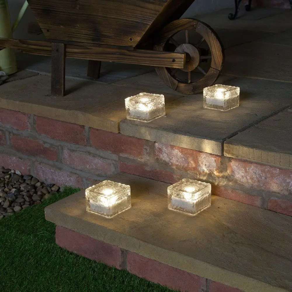 4 Warm White Solar Garden Glass Brick Lights 5 4 Warm White Solar Garden Glass Brick Lights - Image 3
