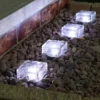 4 White Solar Garden Glass Brick Lights 2 4 White Solar Garden Glass Brick Lights -Solar Lights Store solar brick light white0