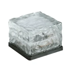 4 White Solar Garden Glass Brick Lights -Solar Lights Store solar brick light white4