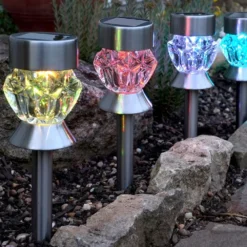 Solar Garden Lights - Crystal - Pack Of 4 9 Solar Garden Lights - Crystal - Pack Of 4 -Solar Lights Store solar garden lights crystal 5