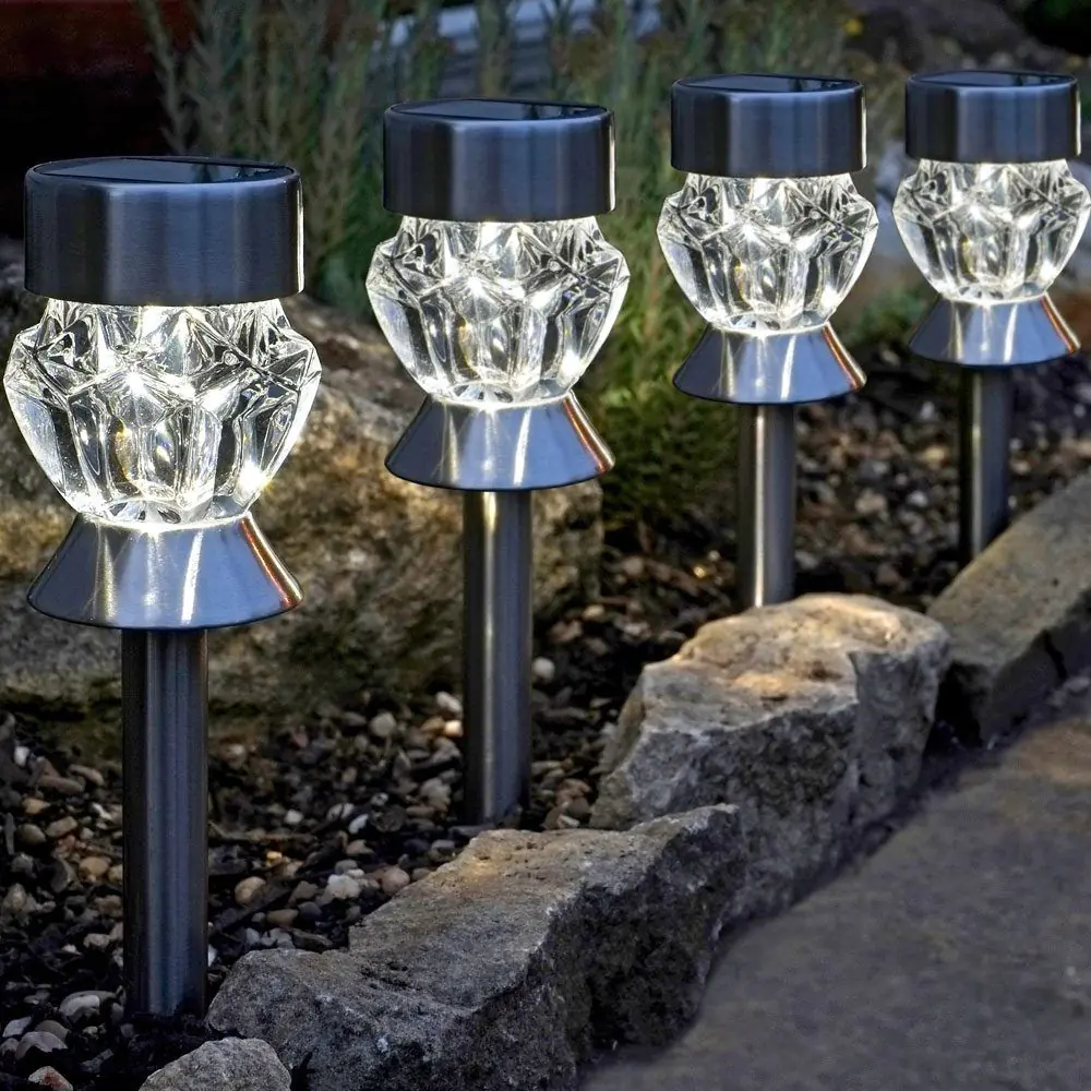 Solar Garden Lights - Crystal - Pack Of 4 3 Solar Garden Lights - Crystal - Pack Of 4