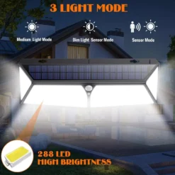 Solar Motion Sensor Light 288 SMD Outdoor PIR - 2 Pack