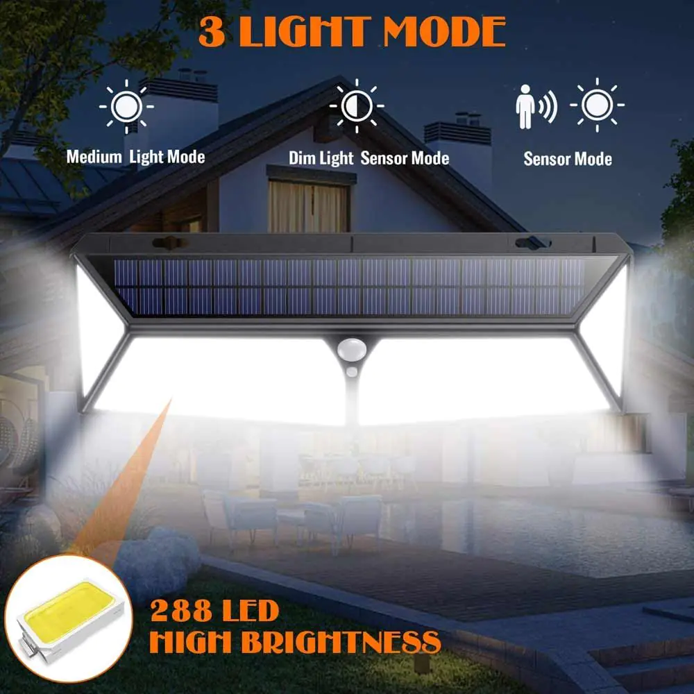 Solar Motion Sensor Light 288 SMD Outdoor PIR - 2 Pack 3 Solar Motion Sensor Light 288 SMD Outdoor PIR - 2 Pack