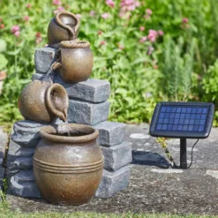 Solar Pot Falls Cascade Water Feature