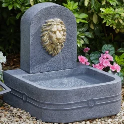 Solar Powered Lion Head Fountain