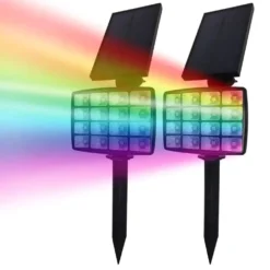 Solar Powered Spot Lights Multi Colour - 2 Pk -Solar Lights Store solar powered spot lights multi colour 2 pk