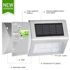 Stainless Steel Solar Stair Lights - 4 Pk -Solar Lights Store solar stair lights 6