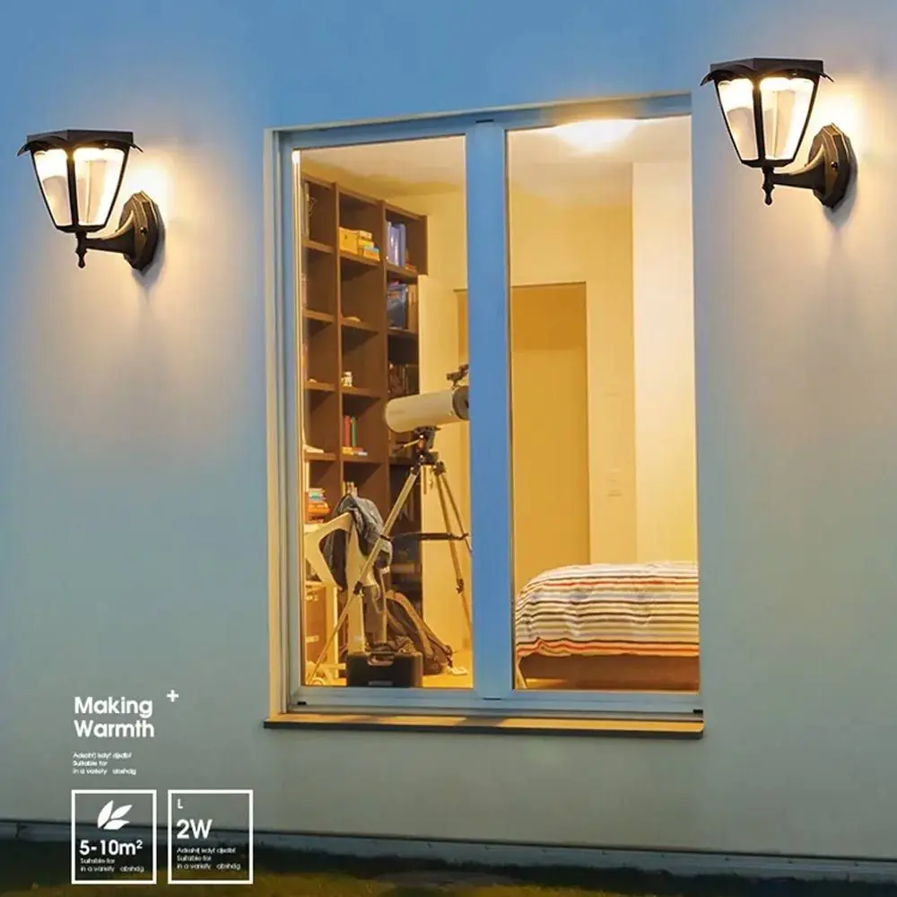 Outdoor Solar Wall Light, White + Warm Led 5 Outdoor Solar Wall Light, White + Warm Led - Image 3