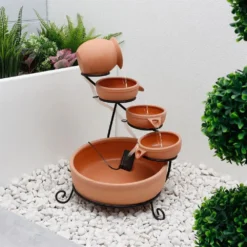 Terracotta Cascade Solar Water Feature