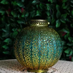 Solar Lights Store 43 Solar Blue And Gold Moroccan Lantern